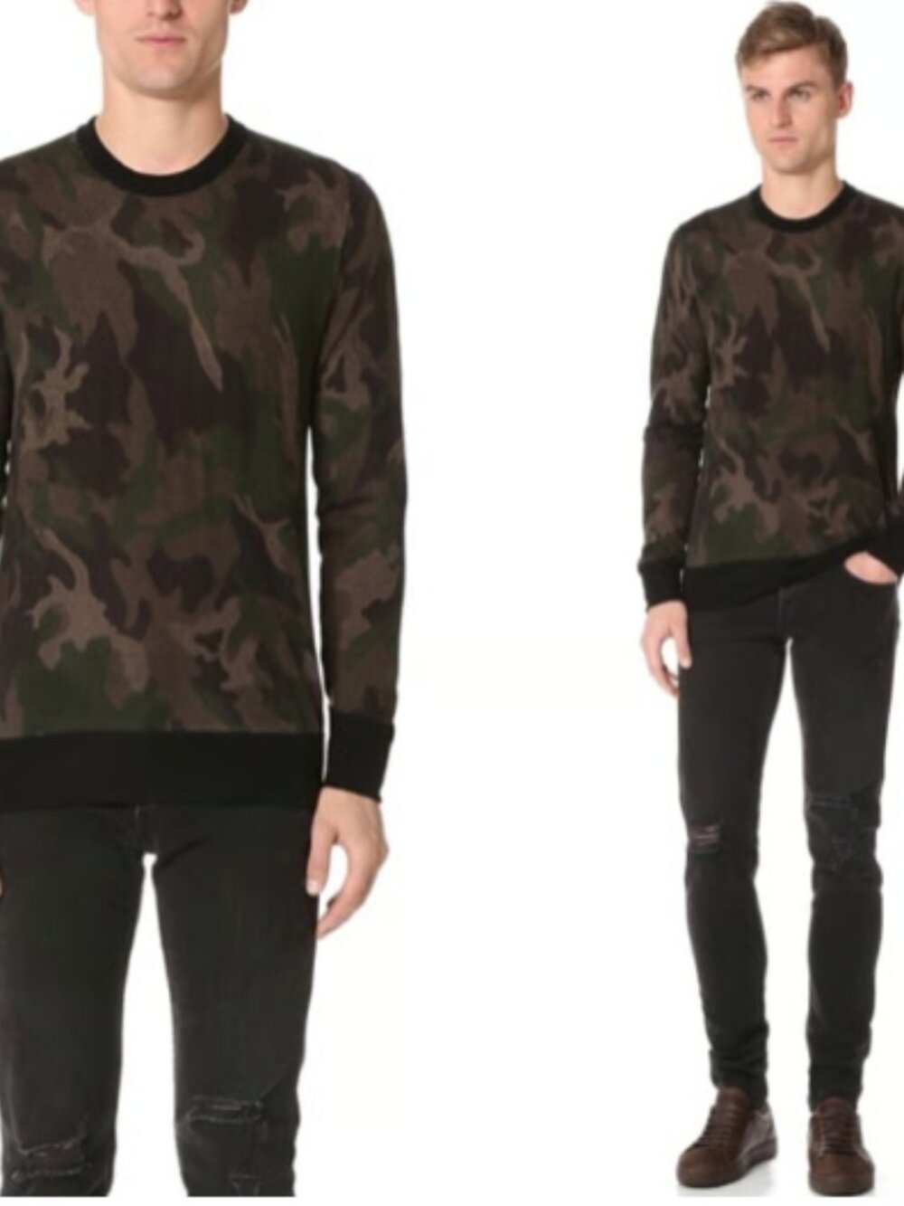 Rag & Bone Merino Wool Camouflage Crewneck Sweater
